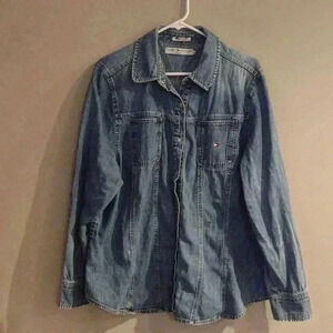 Tommy Hilfiger snap front‎ long sleeve blue denim shirt women's 20